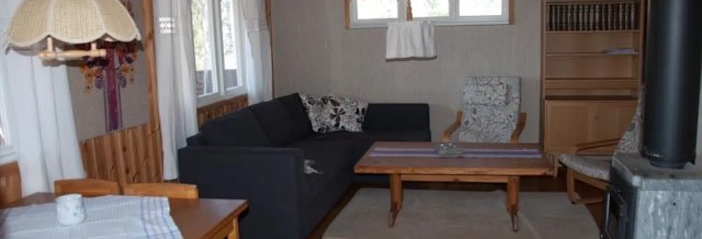 Bekväm bäddsoffa med divan. Sängkläder i låda. Täljstenskamin, Matplats.TV, DVD 