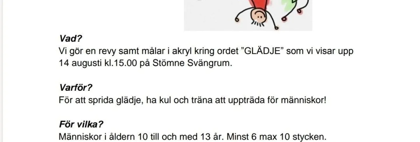 Revy- och konstkurs för barn Glädje