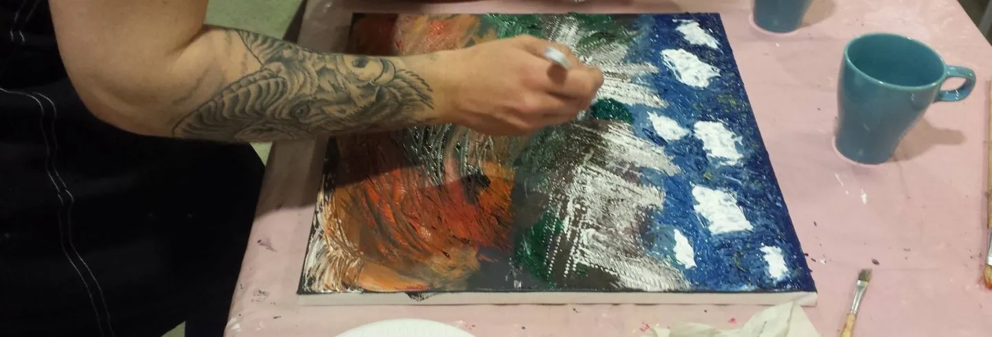 Kravlöst experimentellt måleri med akrylfärger