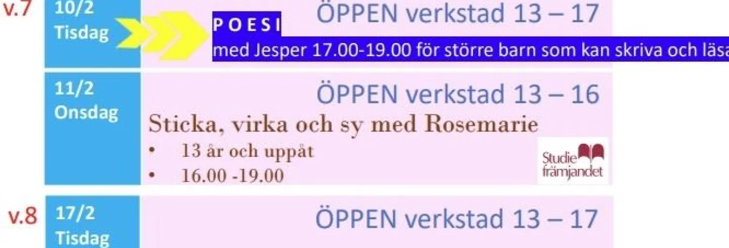 Sticka, virka och sy på cykelverkstan